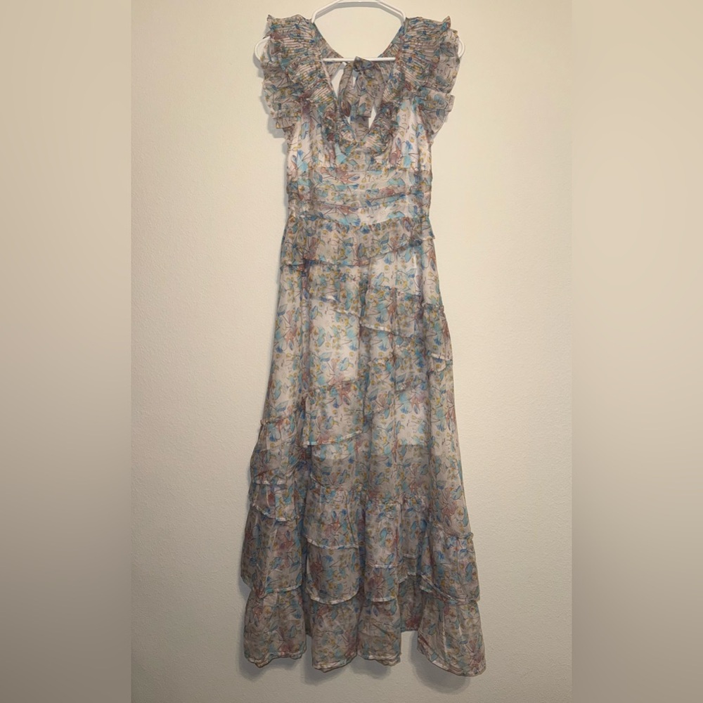 Storia Floral Tiered Ruffle Maxi Dress